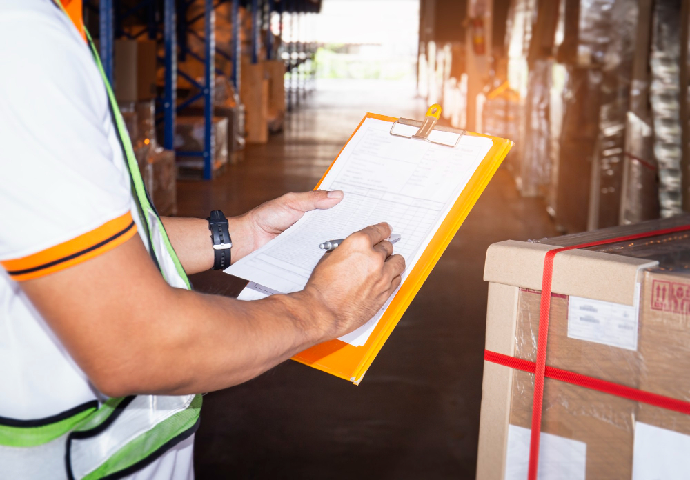 T1 form being filled in at warehouse